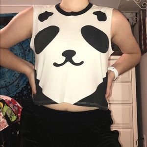 Sleeveless Cropped Panda Shirt